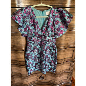 Women's ONE33 SOCIAL Blue Pink Floral Mini Dress Size 0